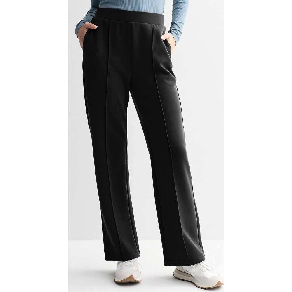 FLX Somen's Solace High Rise Soft Knit Straight Leg‎ Stretch Pants - Black - XL